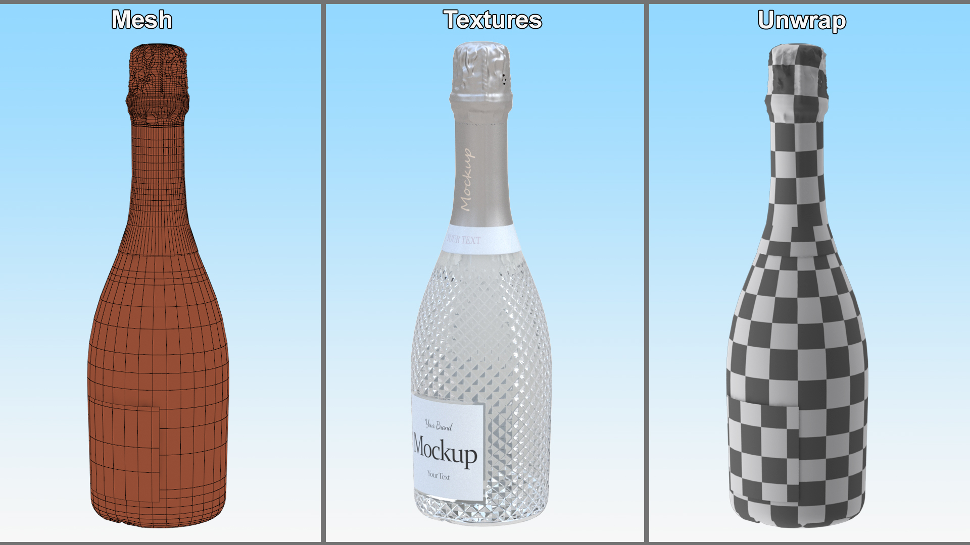 3D Mockup Sparkling Wine Bottle model