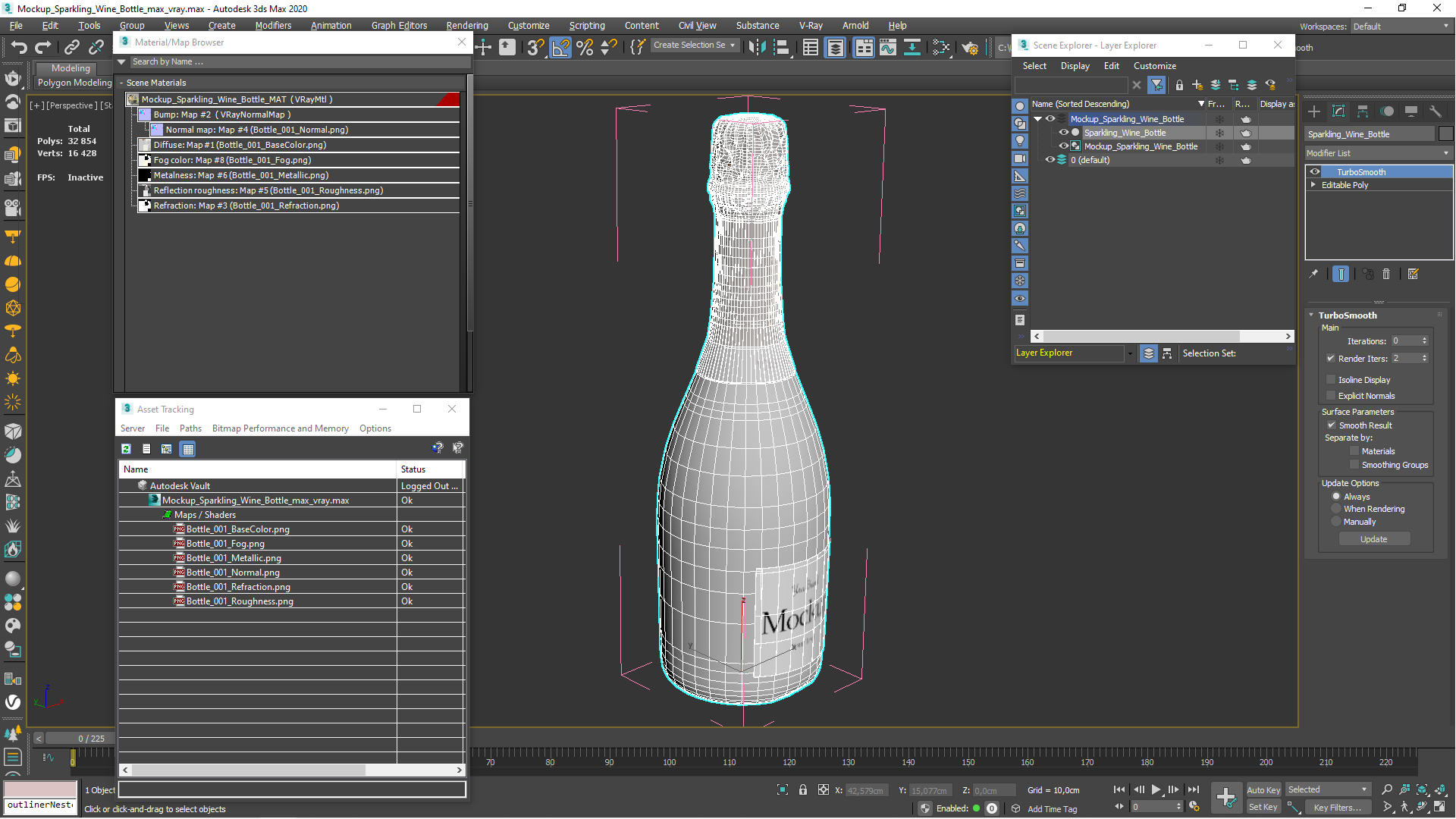 3D Mockup Sparkling Wine Bottle model