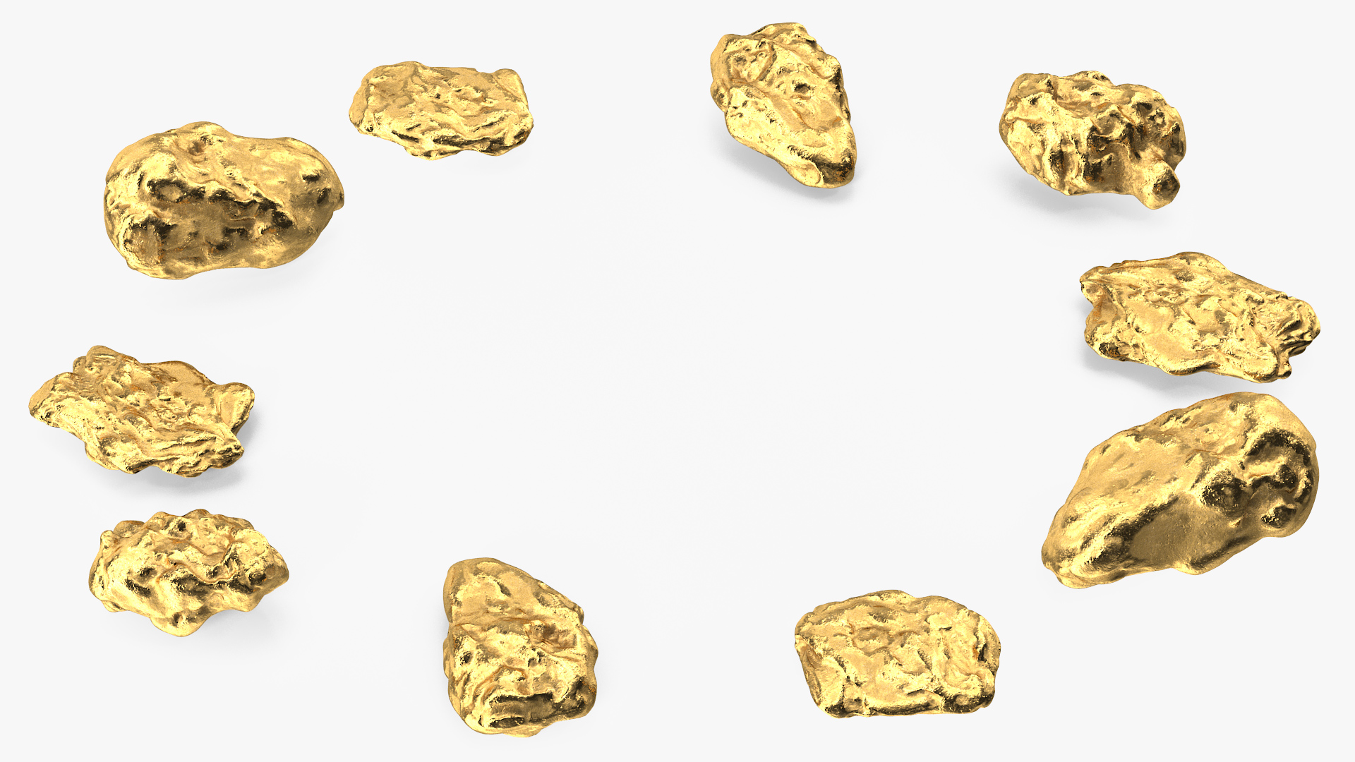 3D Metallic Gold Small Minerals model