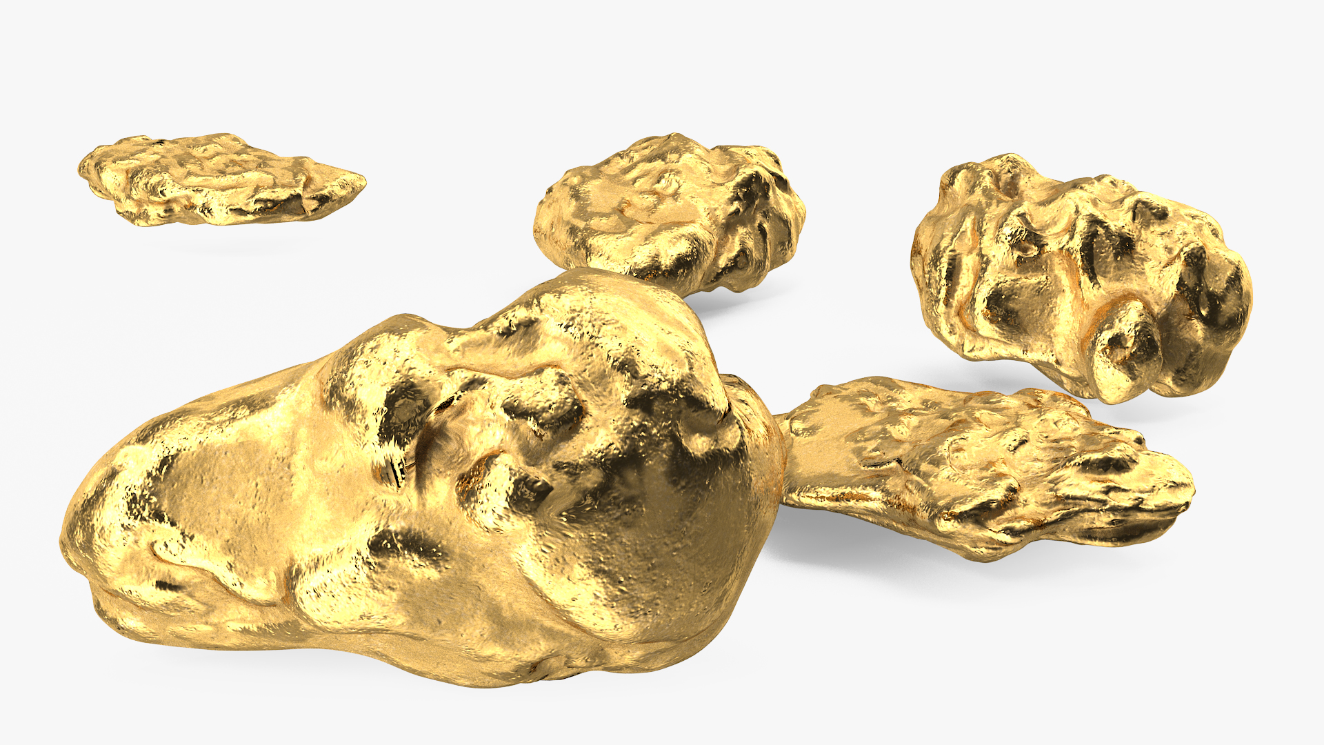 3D Metallic Gold Small Minerals model