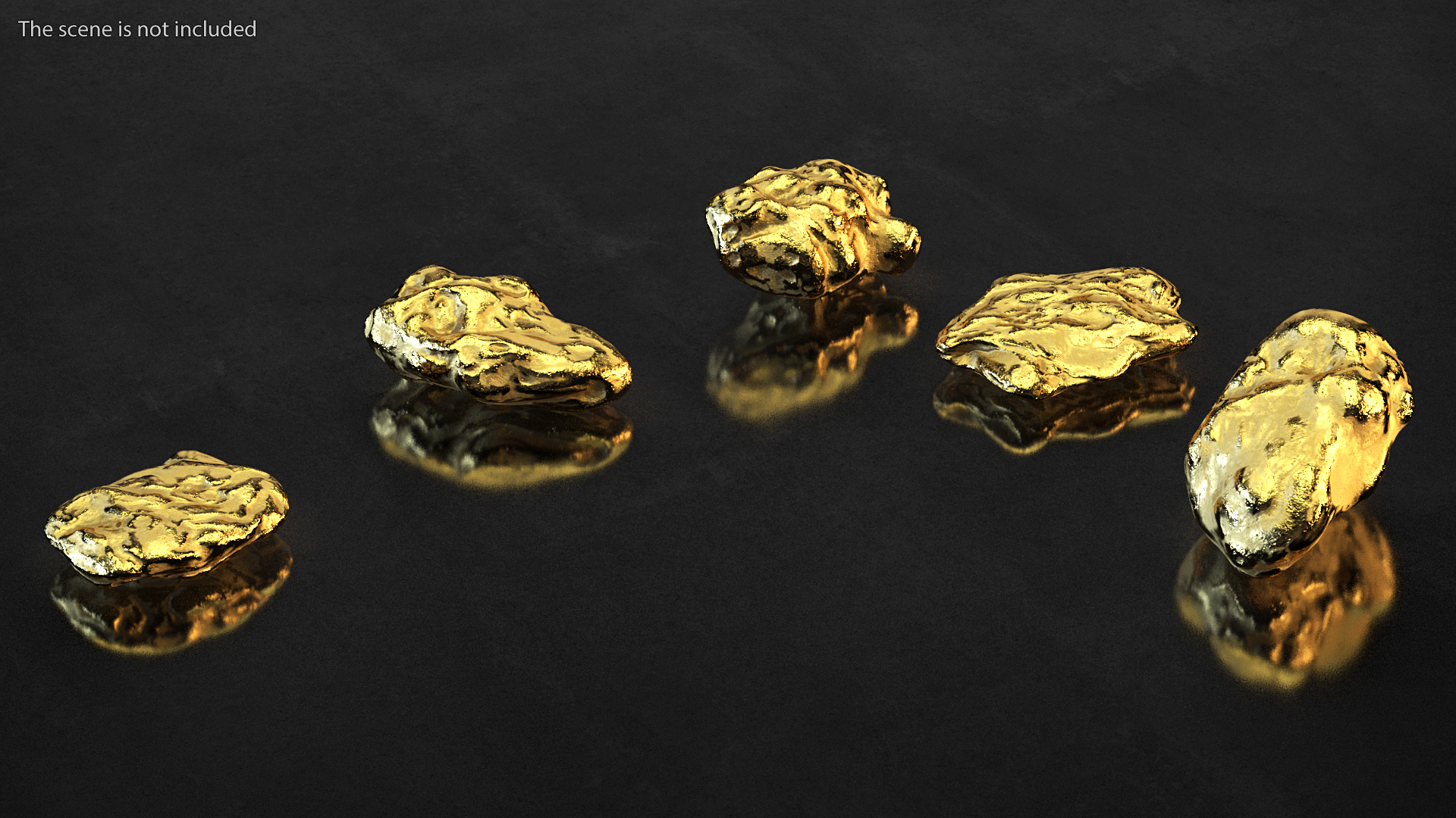 3D Metallic Gold Small Minerals model