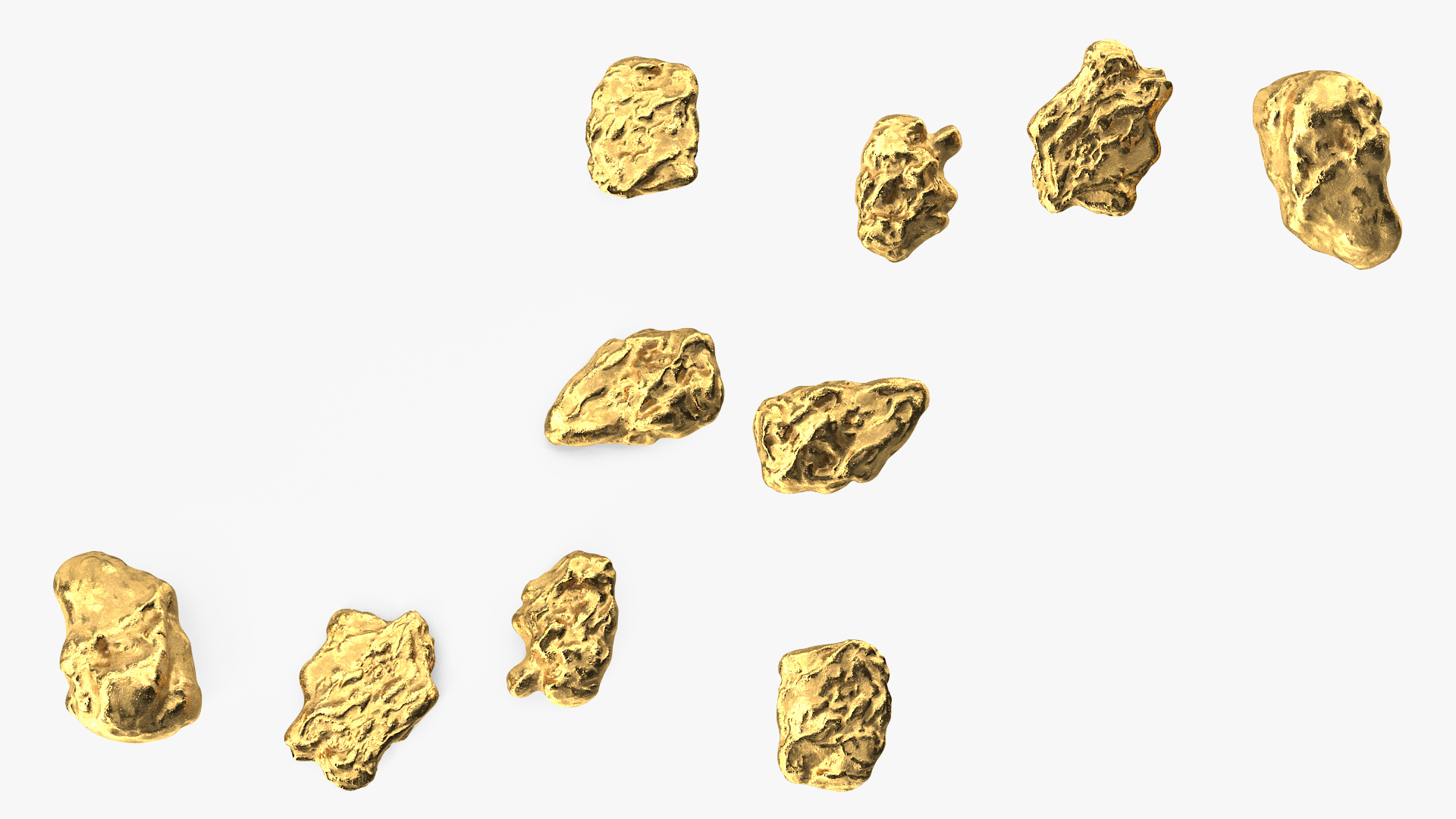 3D Metallic Gold Small Minerals model