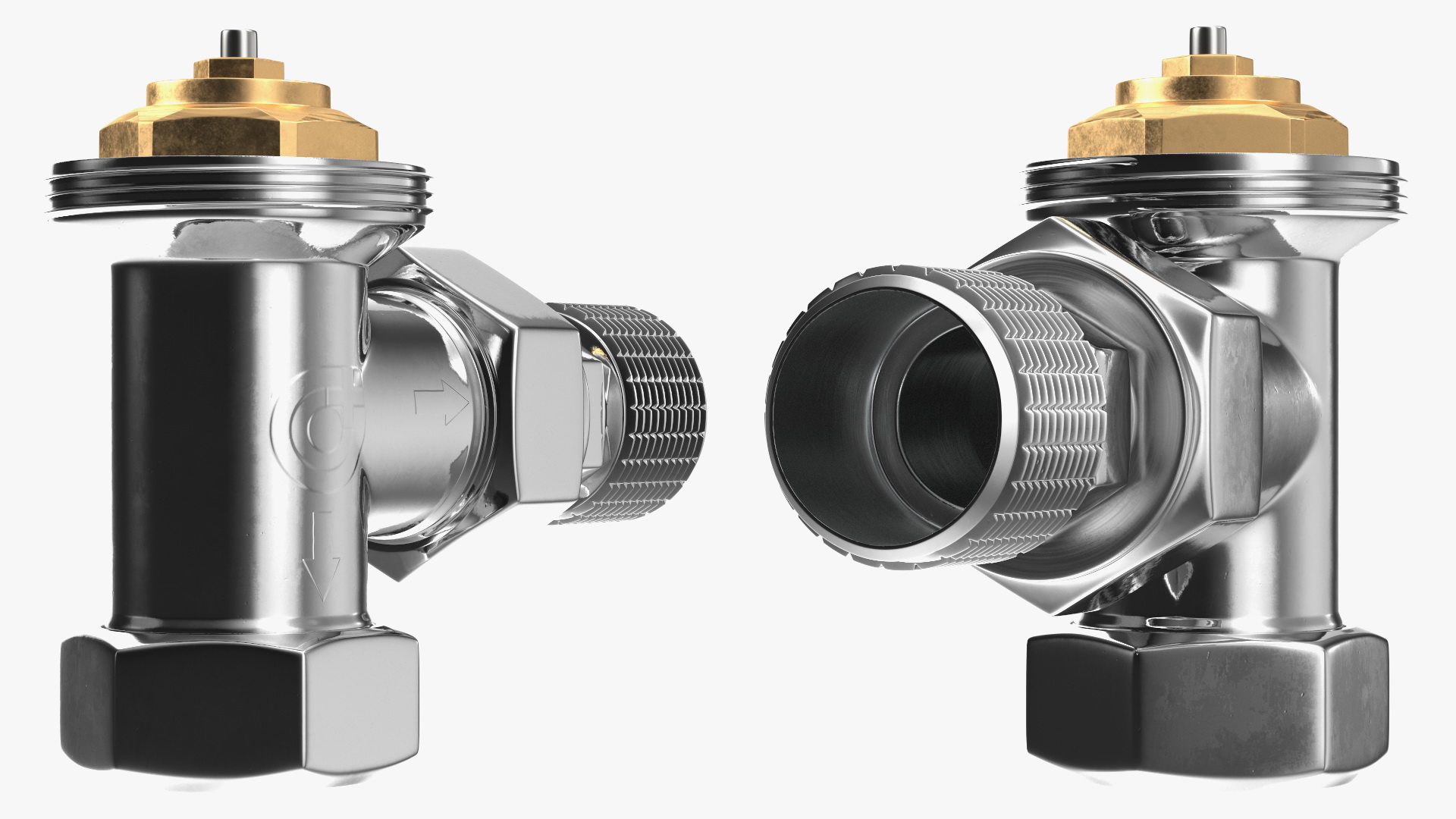 Angled Thermostatic Radiator Valve 3D model