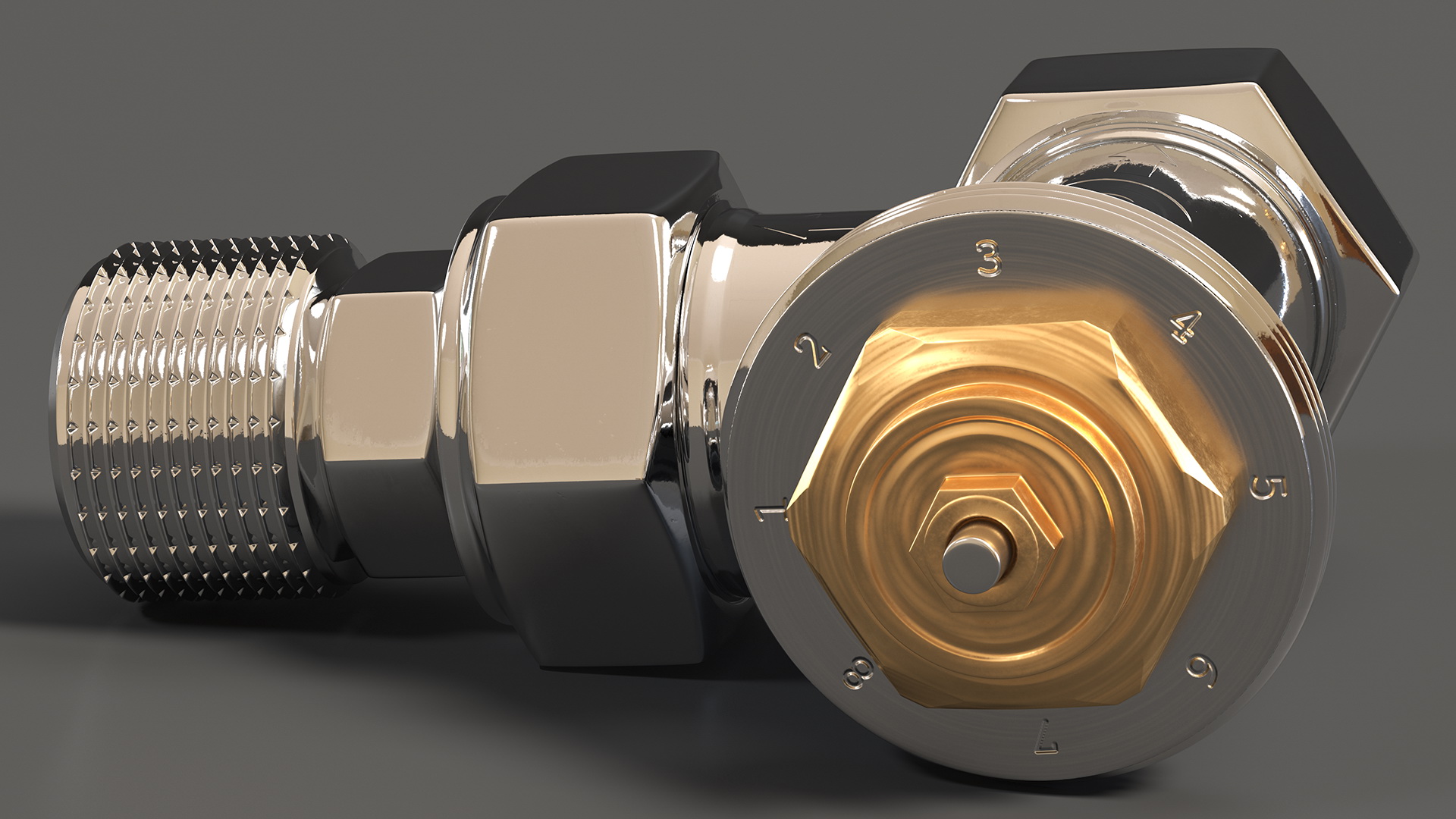 Angled Thermostatic Radiator Valve 3D model