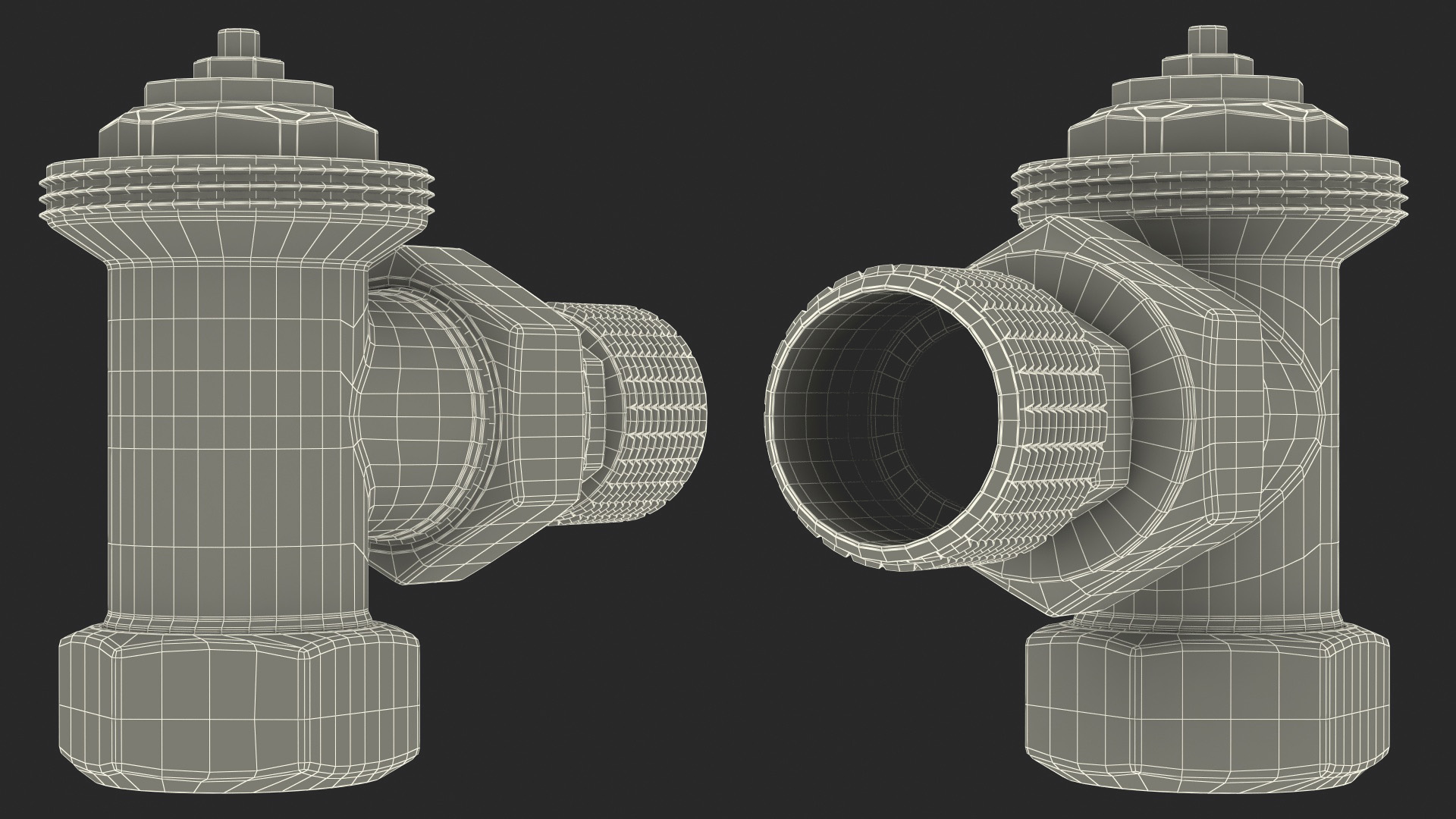 Angled Thermostatic Radiator Valve 3D model