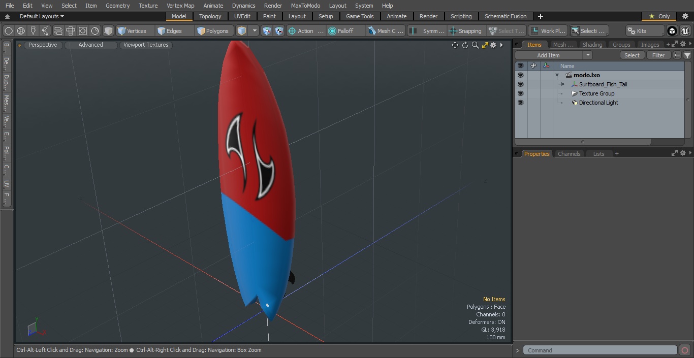 Surfboard Fish Tail 3D model