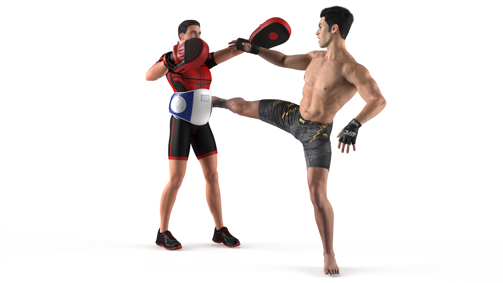 Fighter UFC MMA Training with Coach Fur 3D model