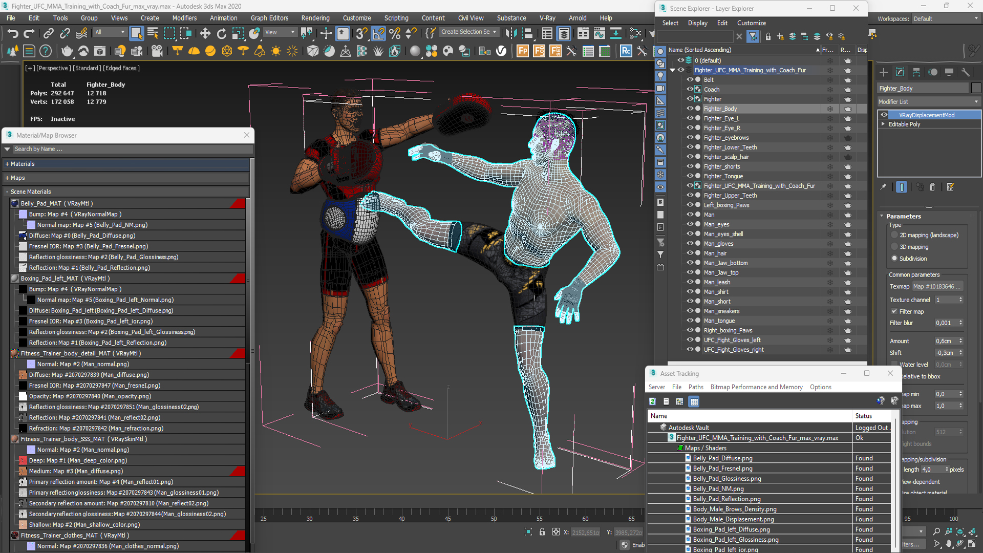 Fighter UFC MMA Training with Coach Fur 3D model