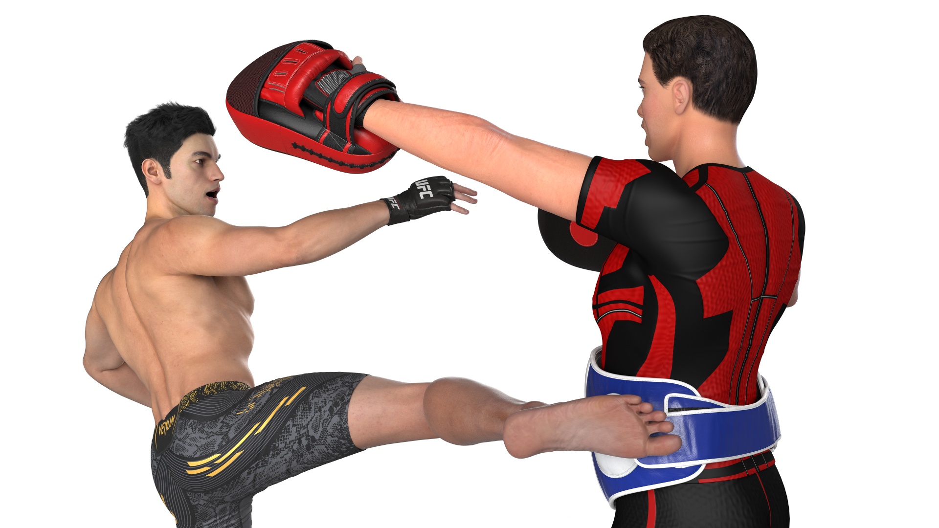 Fighter UFC MMA Training with Coach Fur 3D model