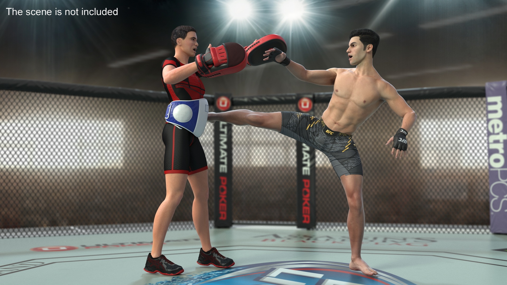 Fighter UFC MMA Training with Coach Fur 3D model