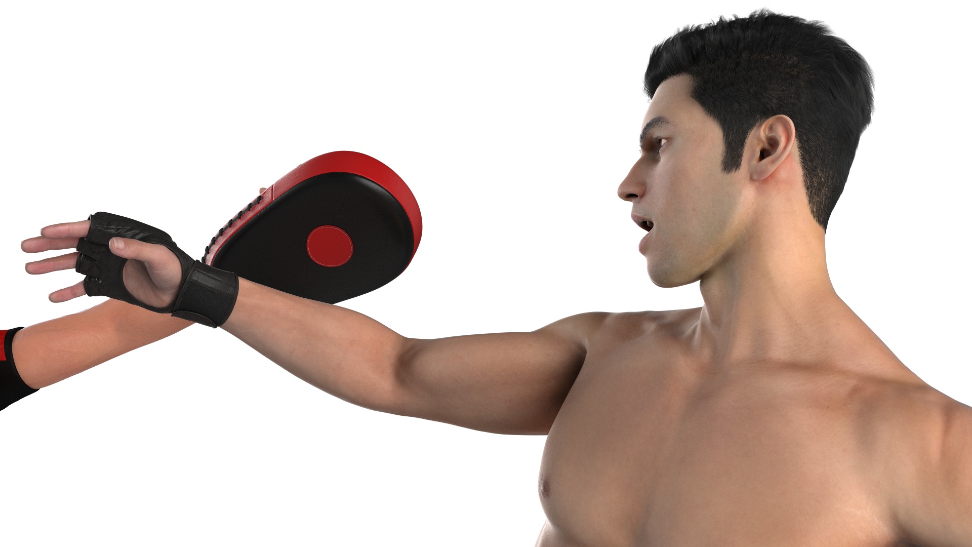 Fighter UFC MMA Training with Coach Fur 3D model
