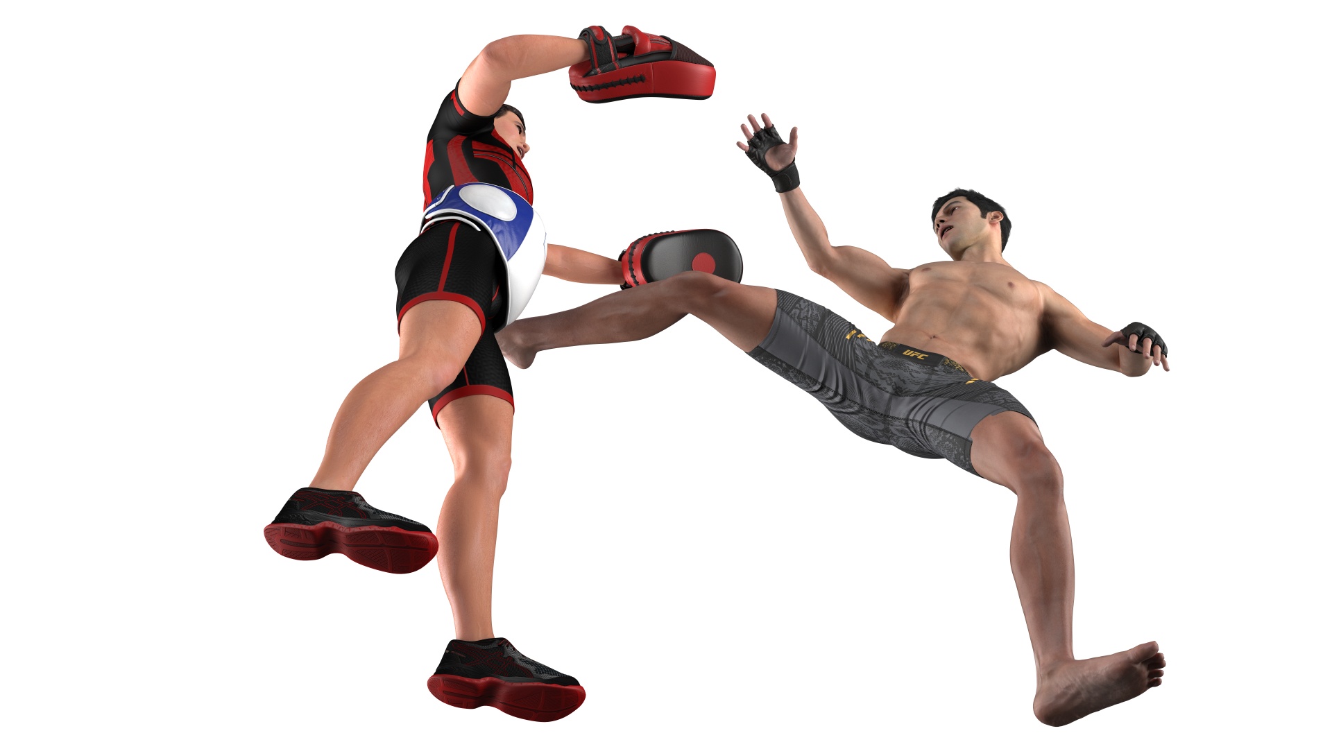 Fighter UFC MMA Training with Coach Fur 3D model