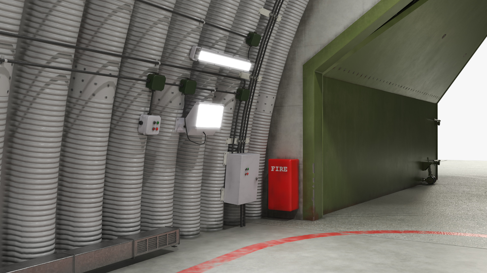 Hardened Aircraft Shelter with Fighter Jet Inside 3D model