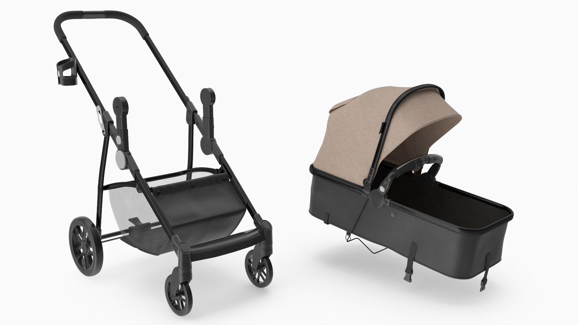 Foldable Sleeping Bassinet Beige 3D