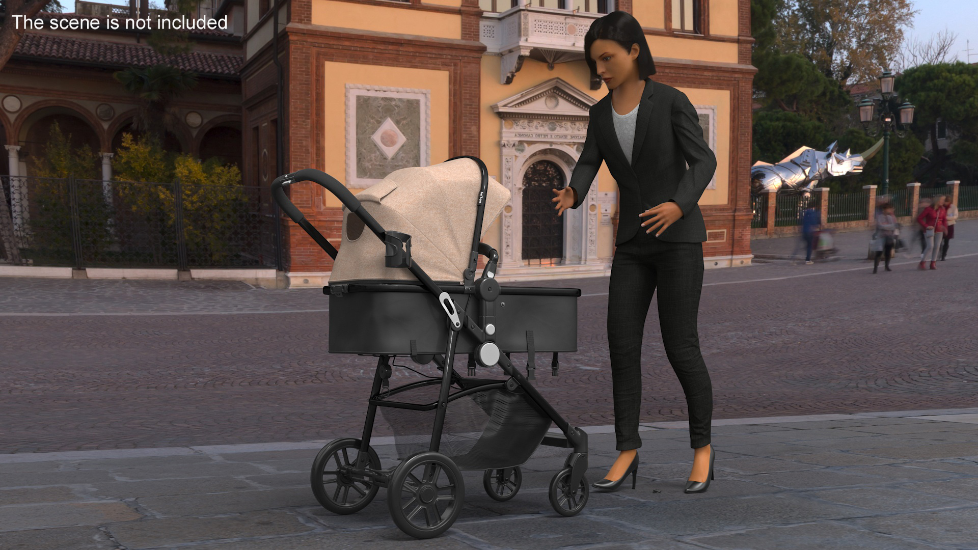 Foldable Sleeping Bassinet Beige 3D