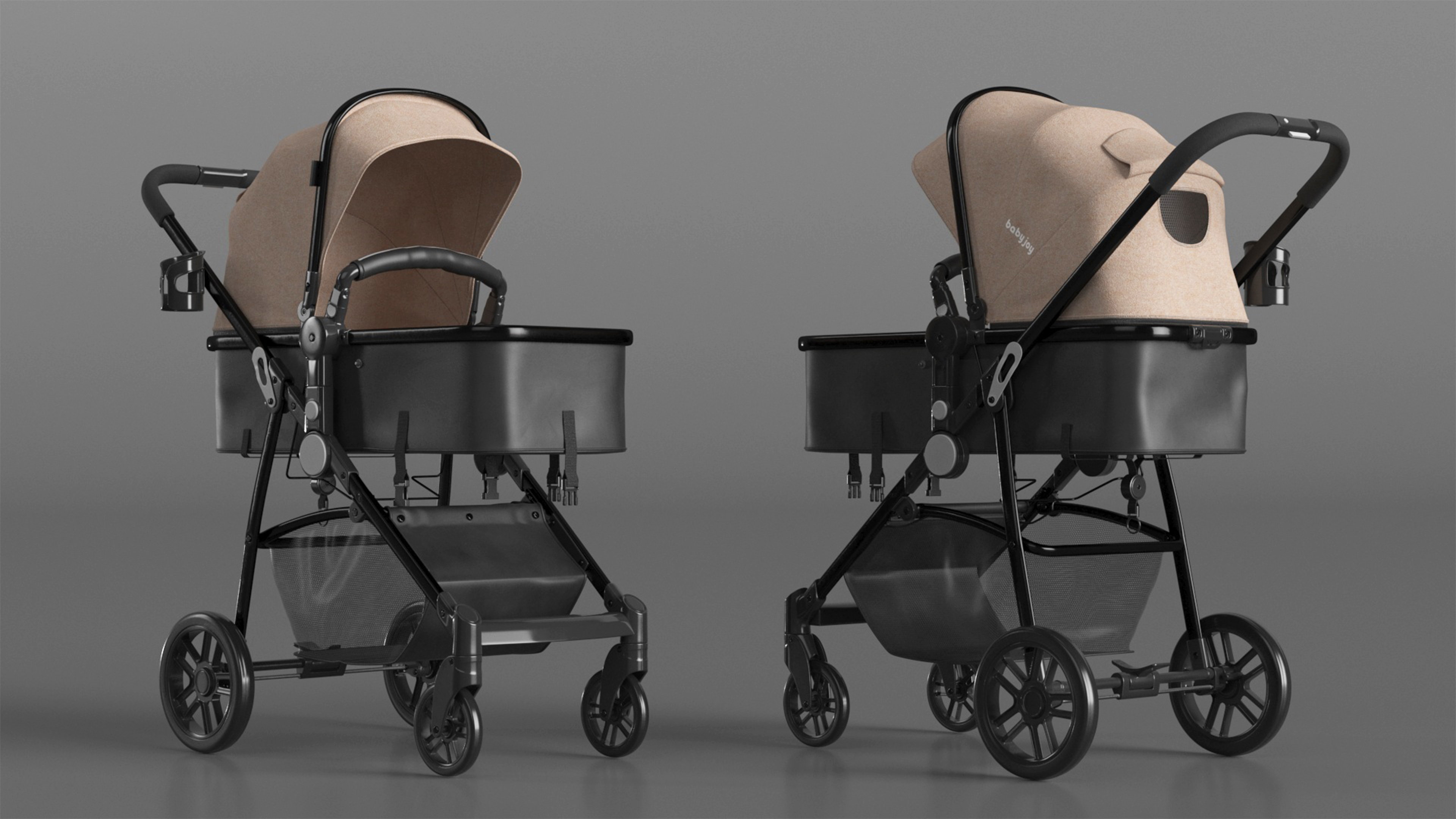 Foldable Sleeping Bassinet Beige 3D