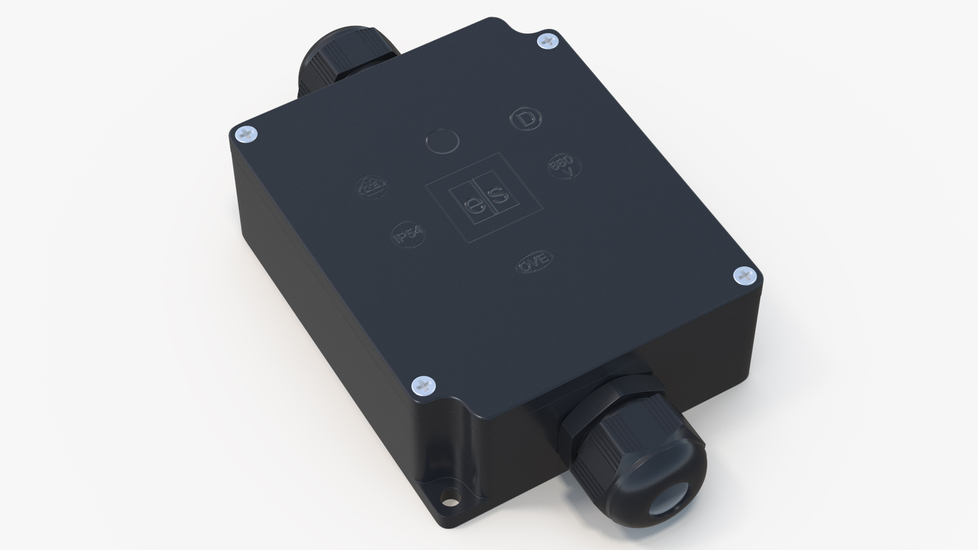 Black Closed Junction Box for 2 Wires 3D