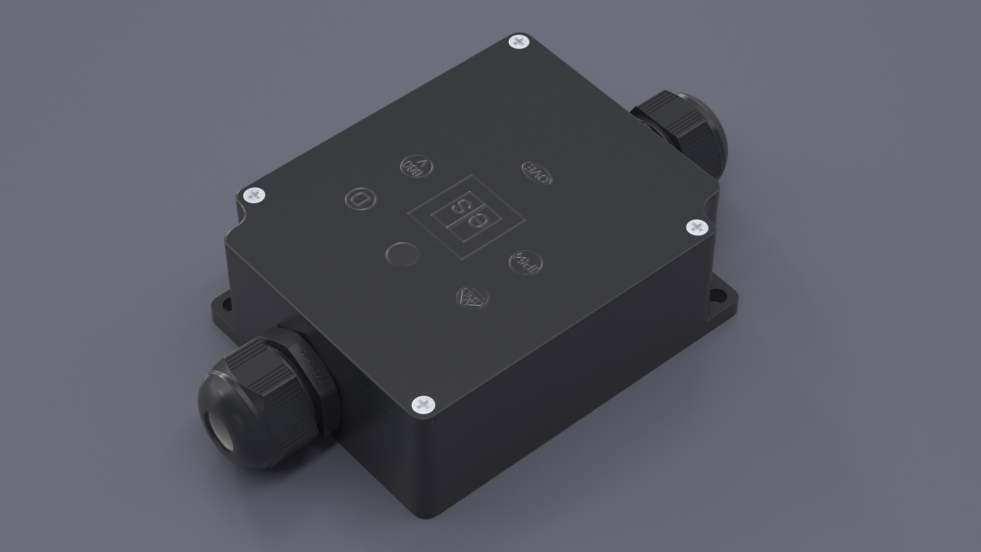 Black Closed Junction Box for 2 Wires 3D