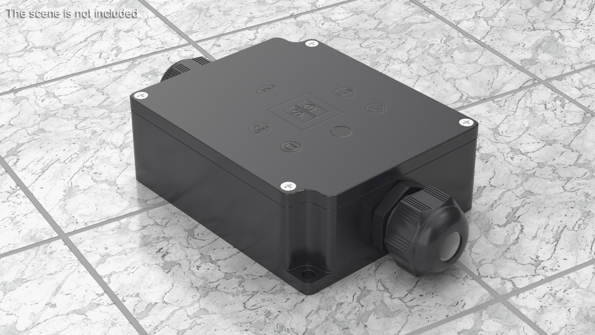 Black Closed Junction Box for 2 Wires 3D