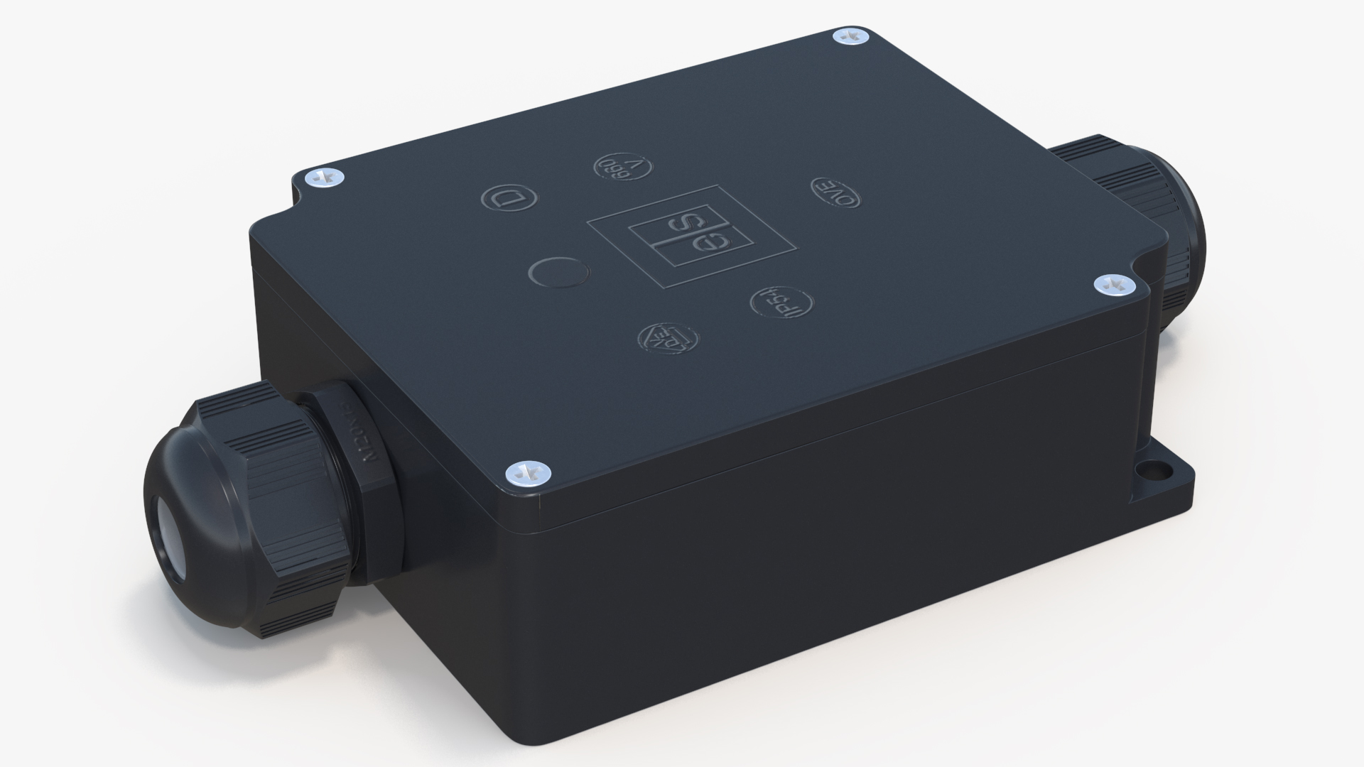 Black Closed Junction Box for 2 Wires 3D