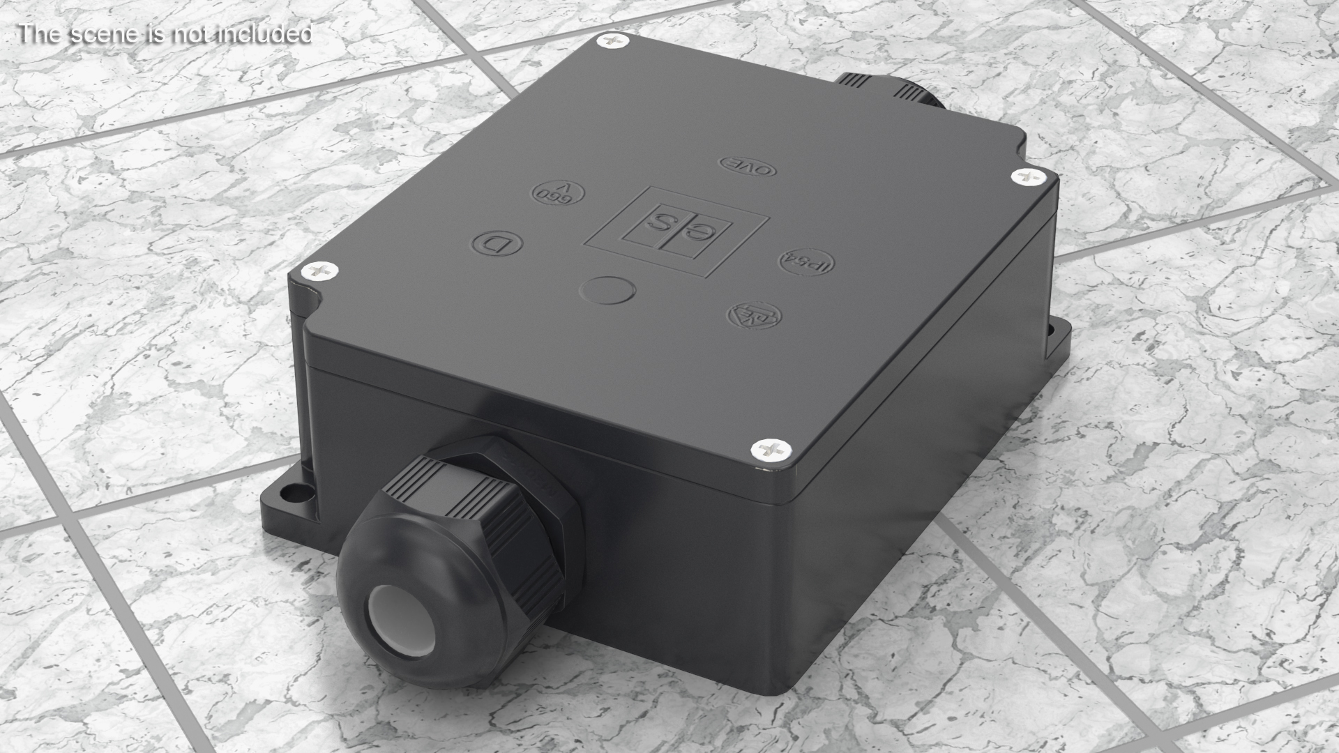 Black Closed Junction Box for 2 Wires 3D