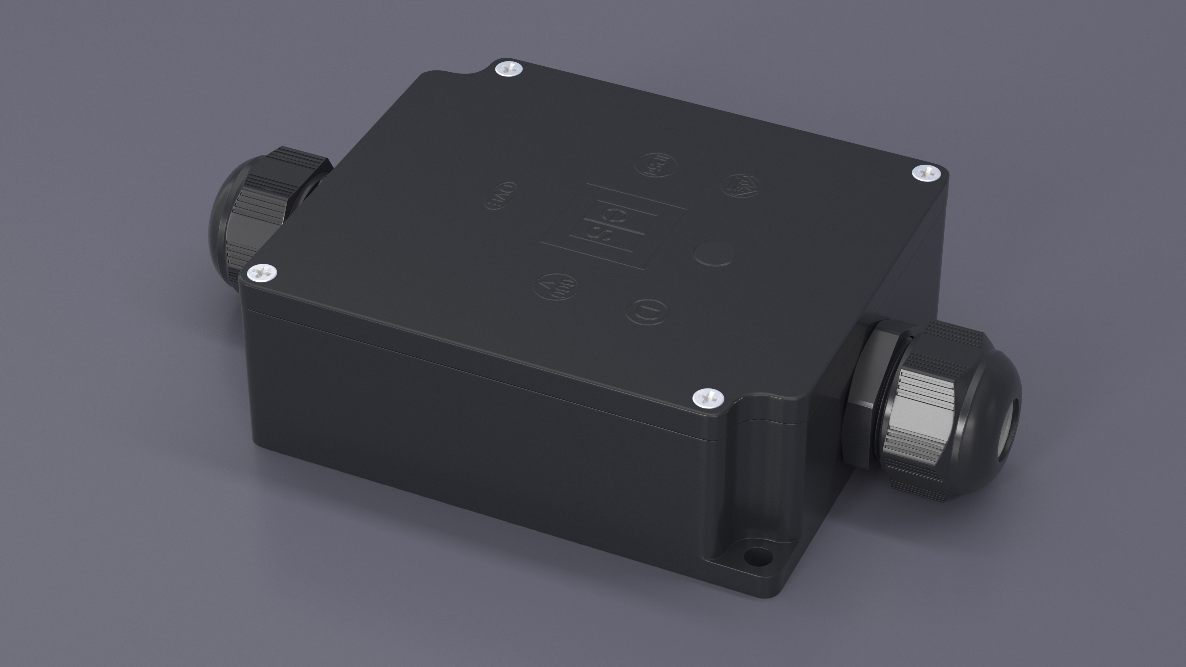 Black Closed Junction Box for 2 Wires 3D