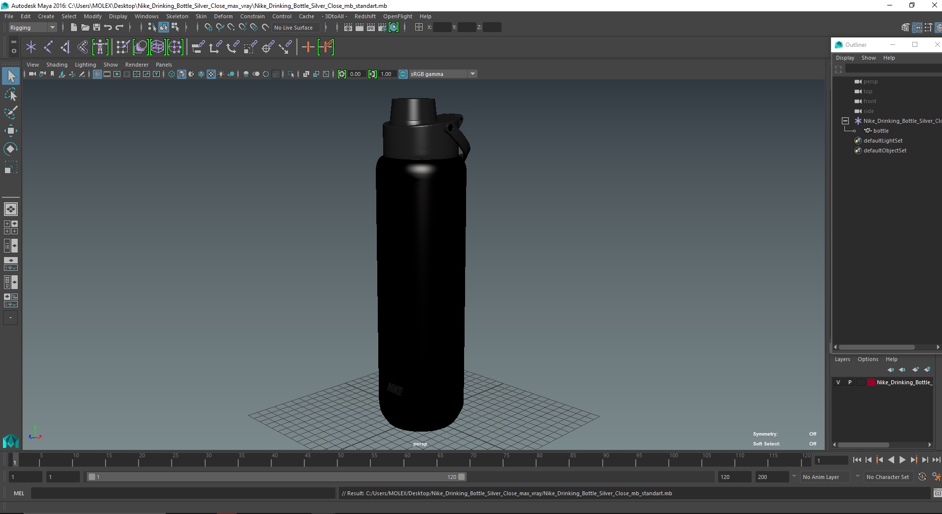 3D Nike Drinking Bottle Silver Close model