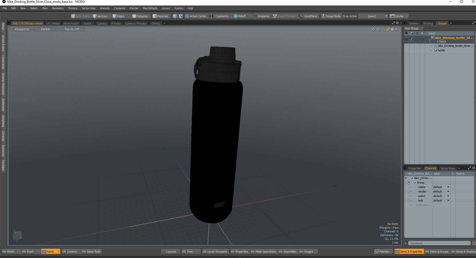 3D Nike Drinking Bottle Silver Close model