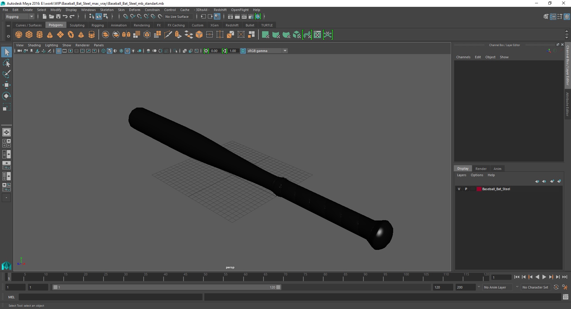 3D Baseball Bat Steel model