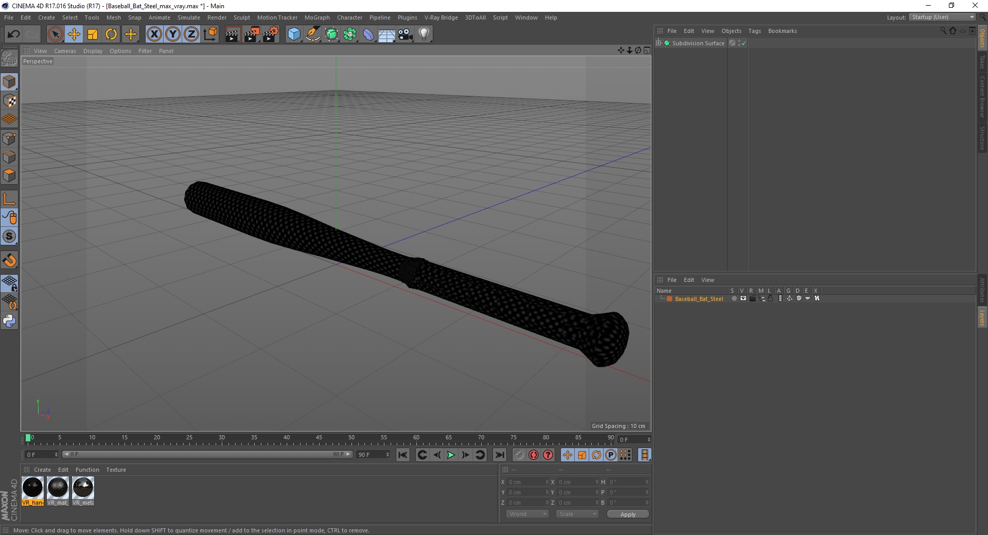 3D Baseball Bat Steel model