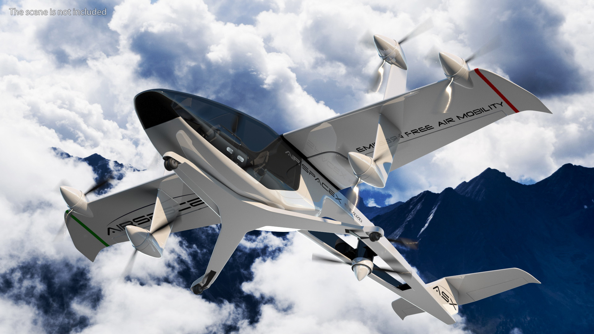 3D model MOBi-One V1 ASX Aircraft Rigged for Cinema 4D
