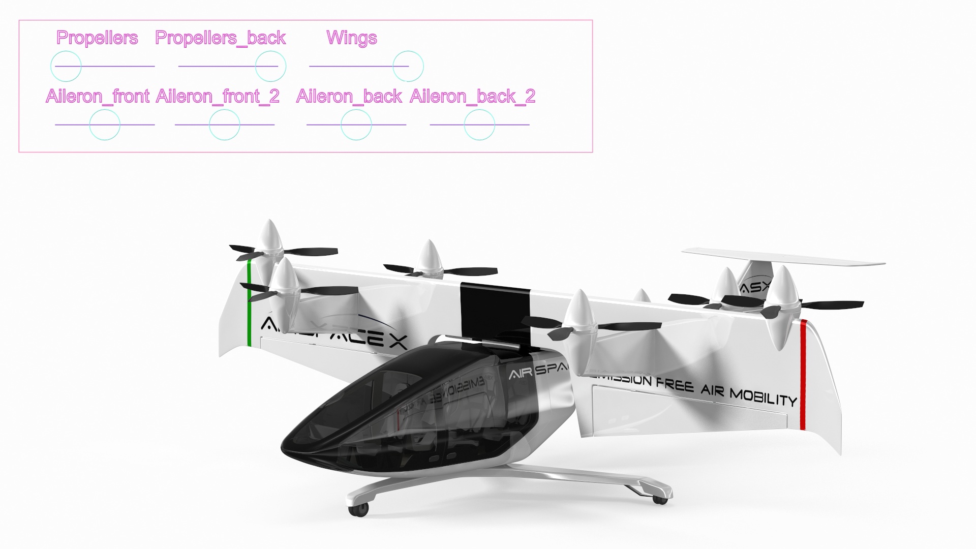 3D model MOBi-One V1 ASX Aircraft Rigged for Cinema 4D