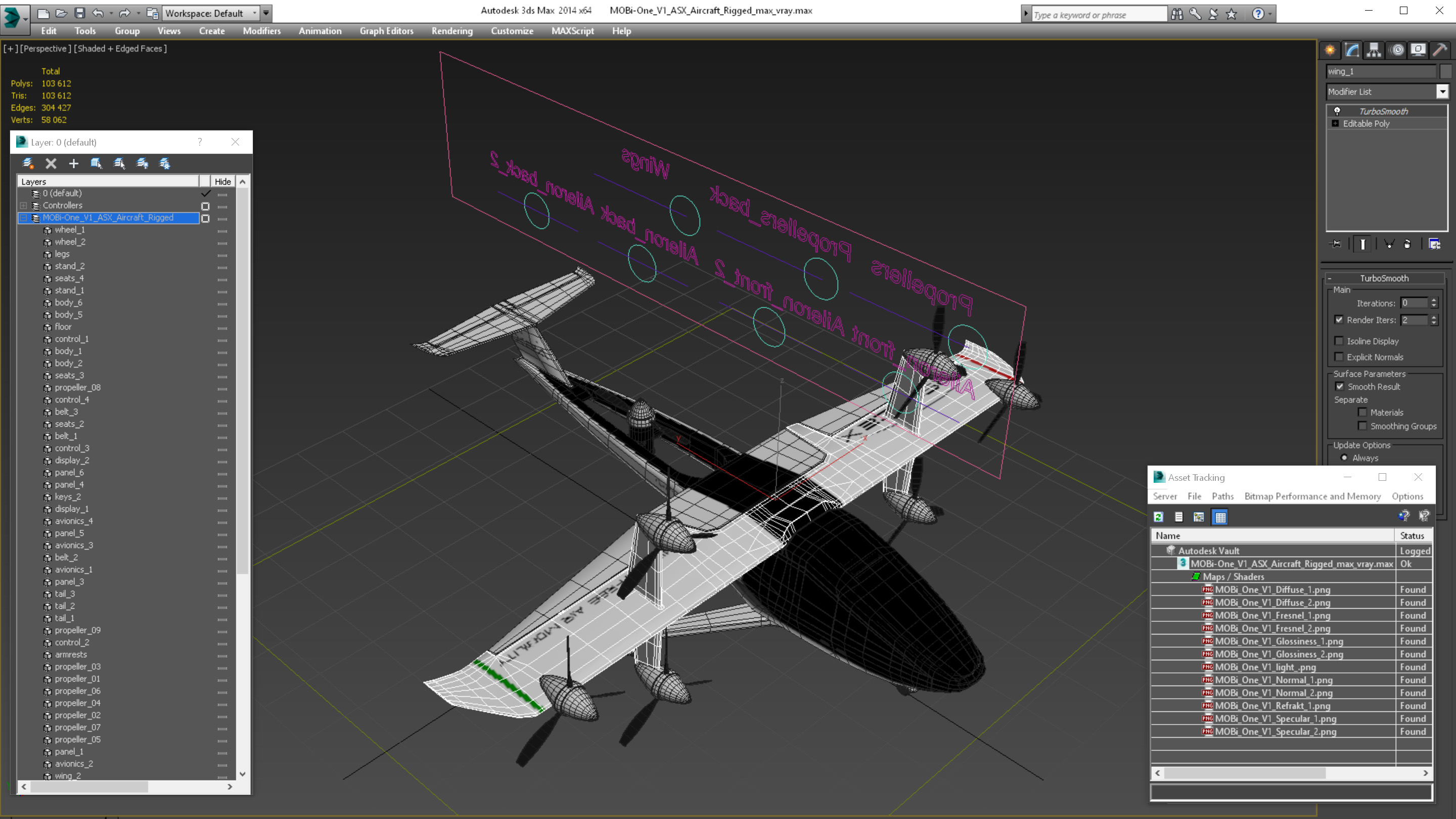 3D model MOBi-One V1 ASX Aircraft Rigged for Cinema 4D