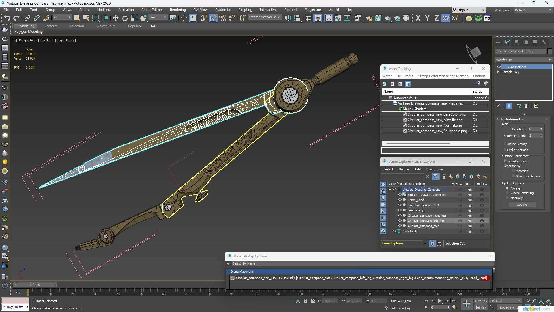 3D Vintage Drawing Compass model