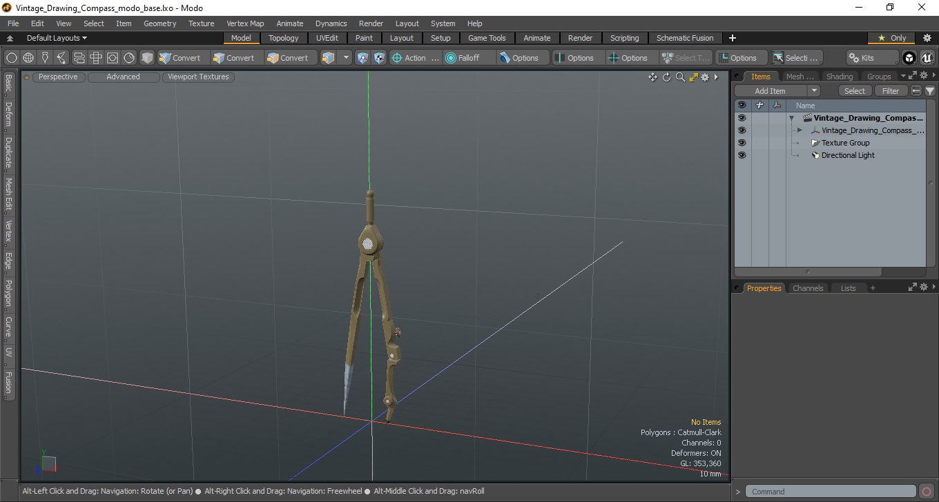 3D Vintage Drawing Compass model