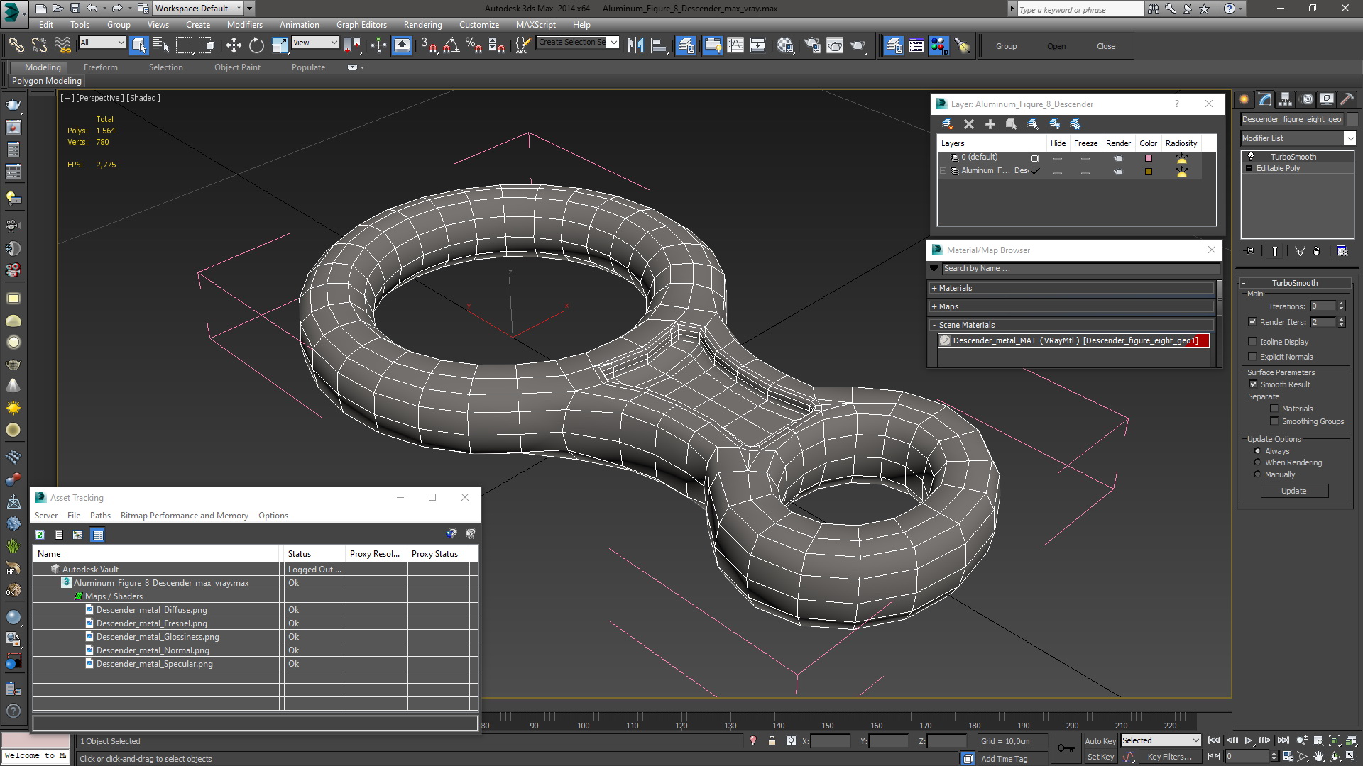 Aluminum Figure 8 Descender 3D