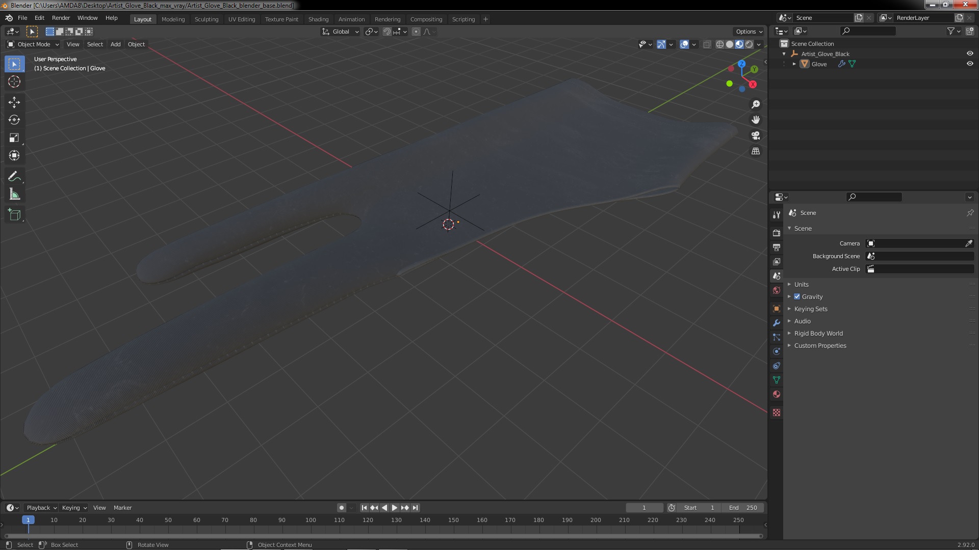 3D Artist Glove Black model