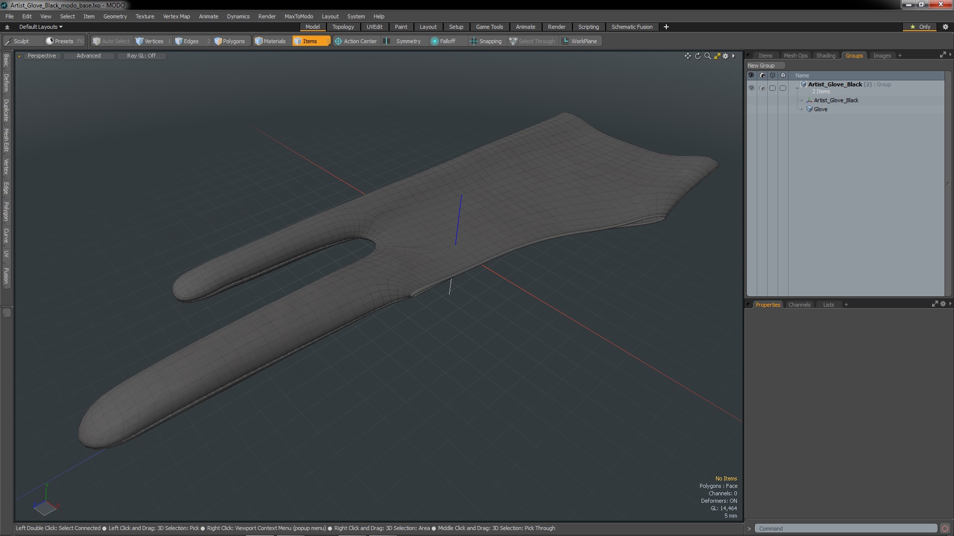 3D Artist Glove Black model