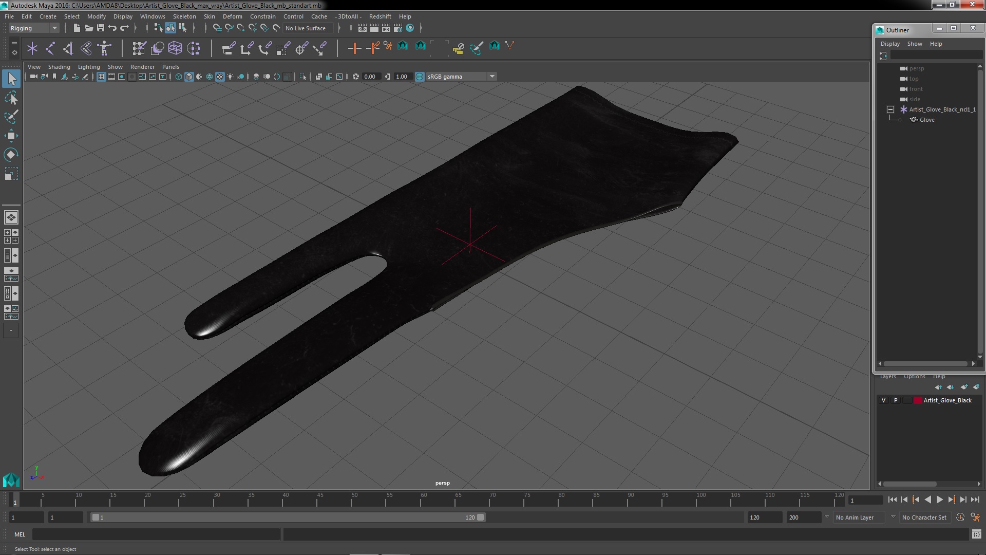 3D Artist Glove Black model