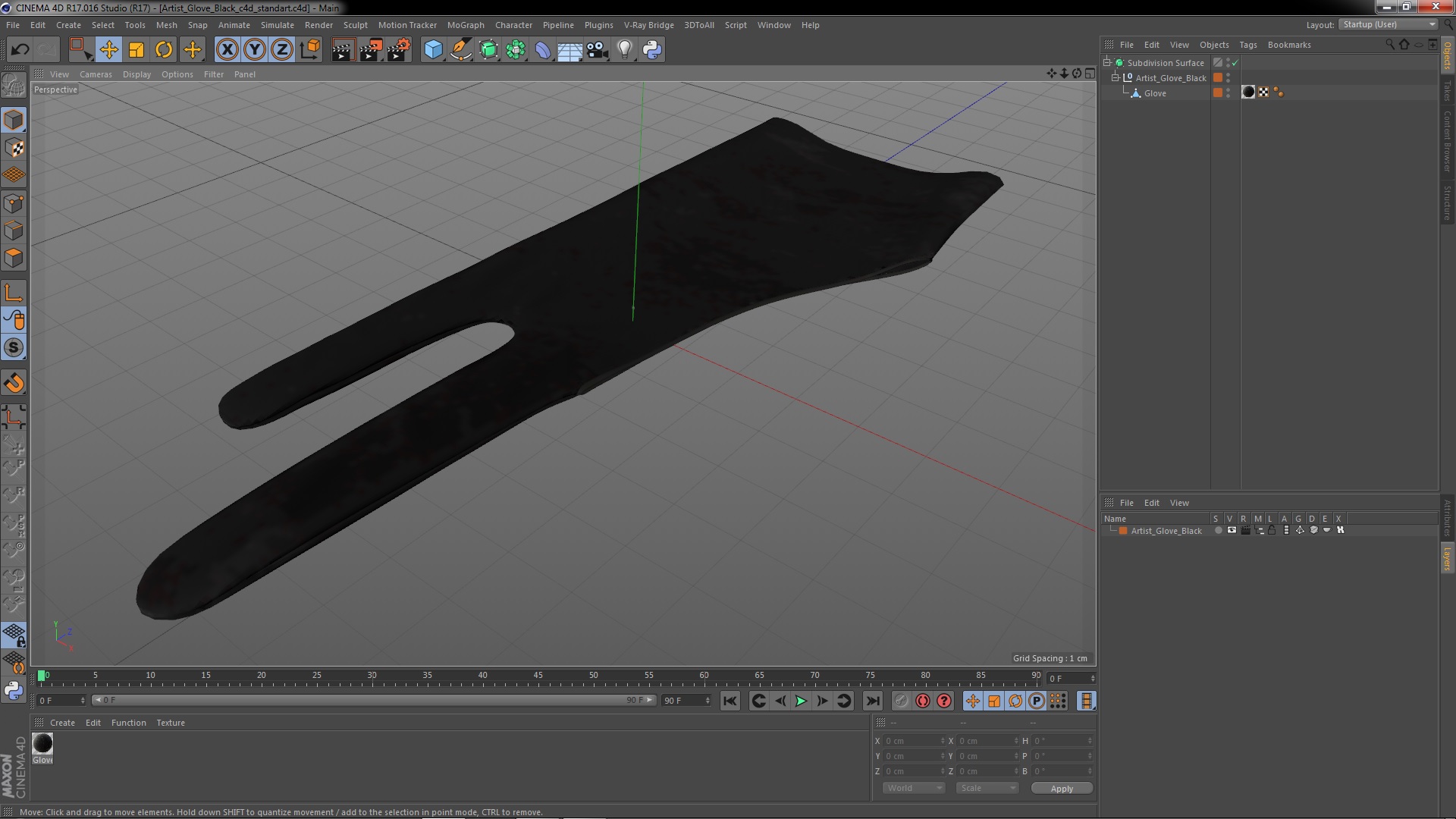 3D Artist Glove Black model