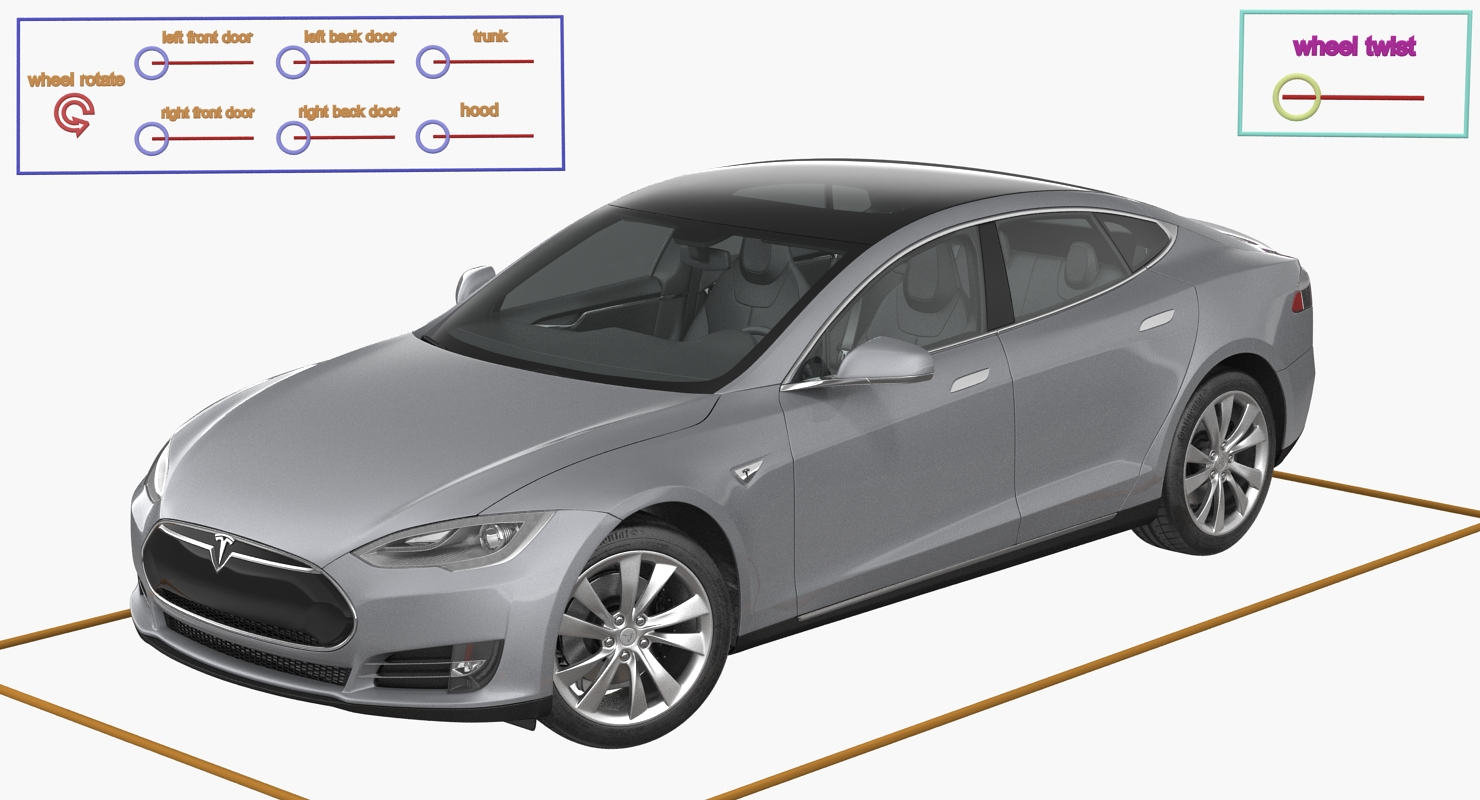 Tesla Model S 75D 2015 Rigged 3D model