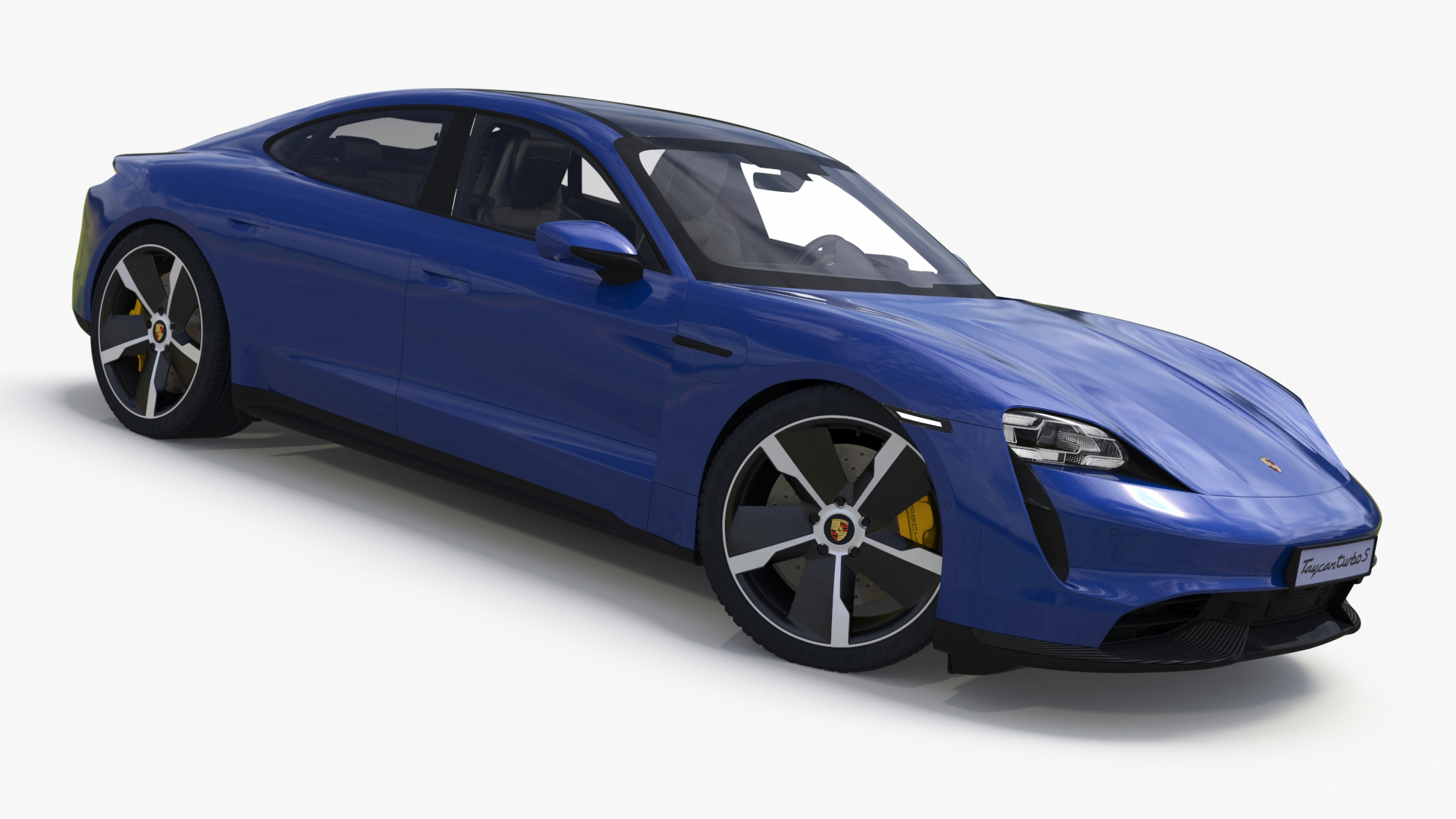 3D Electric Sports Car Porsche Taycan Turbo S Gentian Blue Rigged for Maya