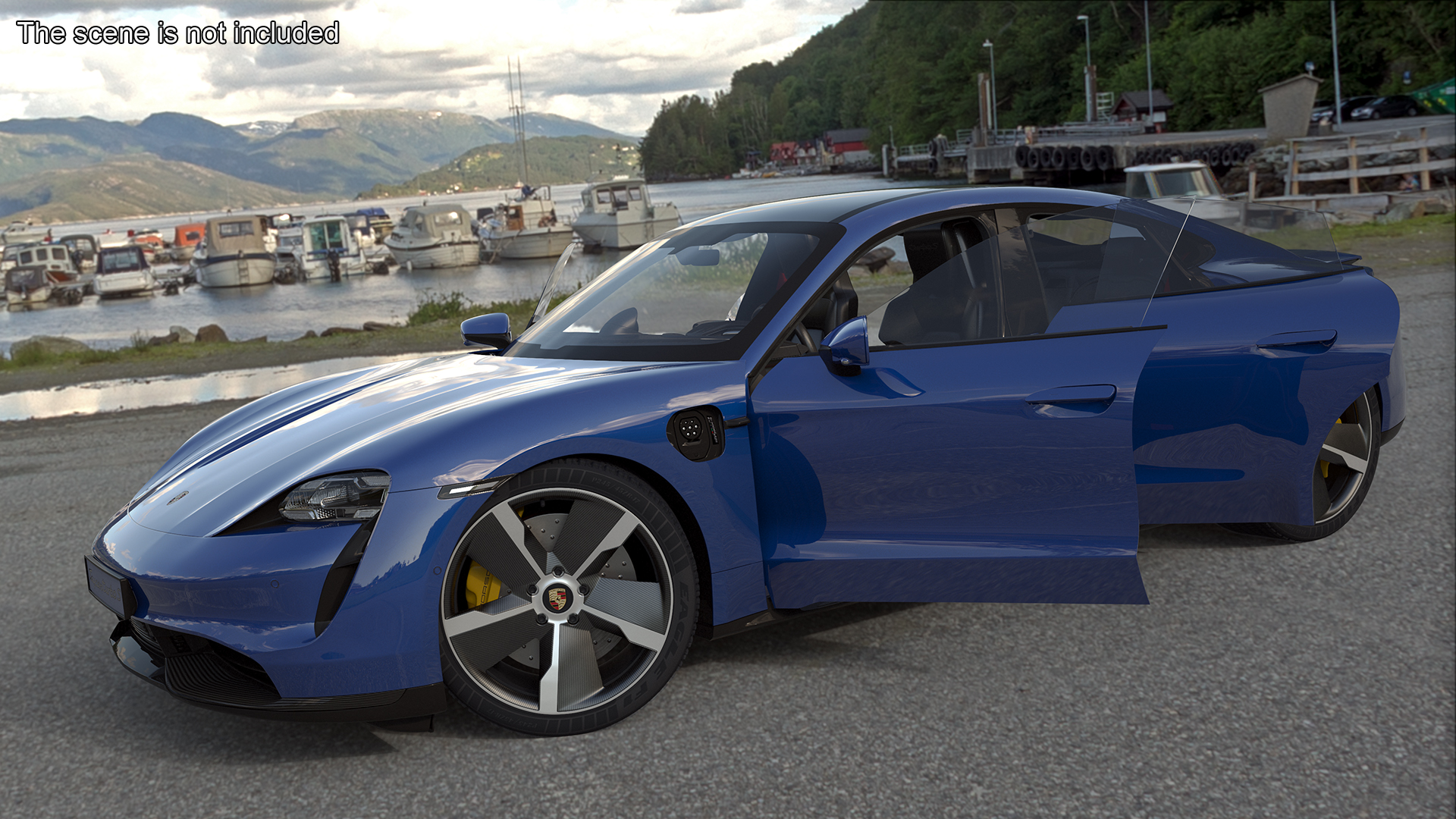 3D Electric Sports Car Porsche Taycan Turbo S Gentian Blue Rigged for Maya