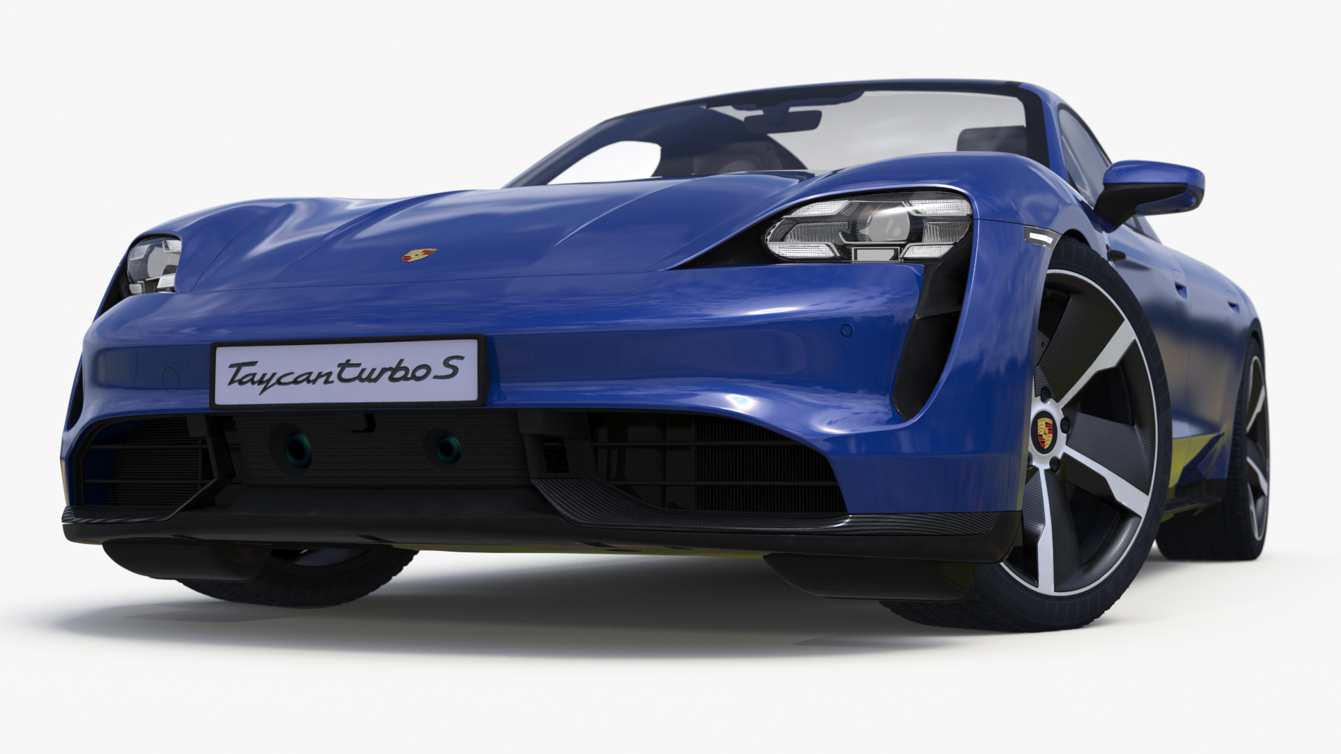3D Electric Sports Car Porsche Taycan Turbo S Gentian Blue Rigged for Maya
