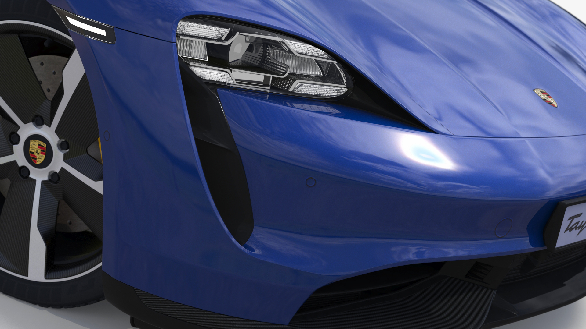 3D Electric Sports Car Porsche Taycan Turbo S Gentian Blue Rigged for Maya