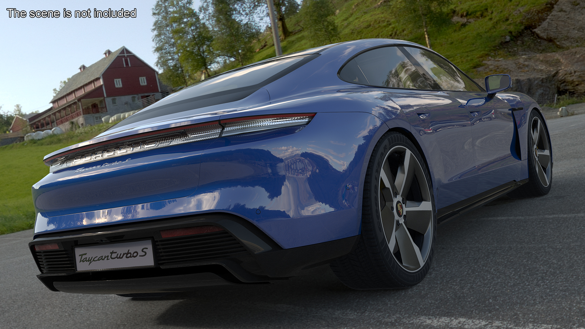 3D Electric Sports Car Porsche Taycan Turbo S Gentian Blue Rigged for Maya