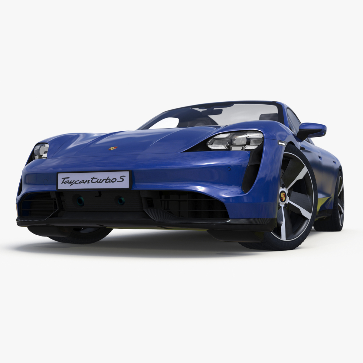 3D Electric Sports Car Porsche Taycan Turbo S Gentian Blue Rigged for Maya