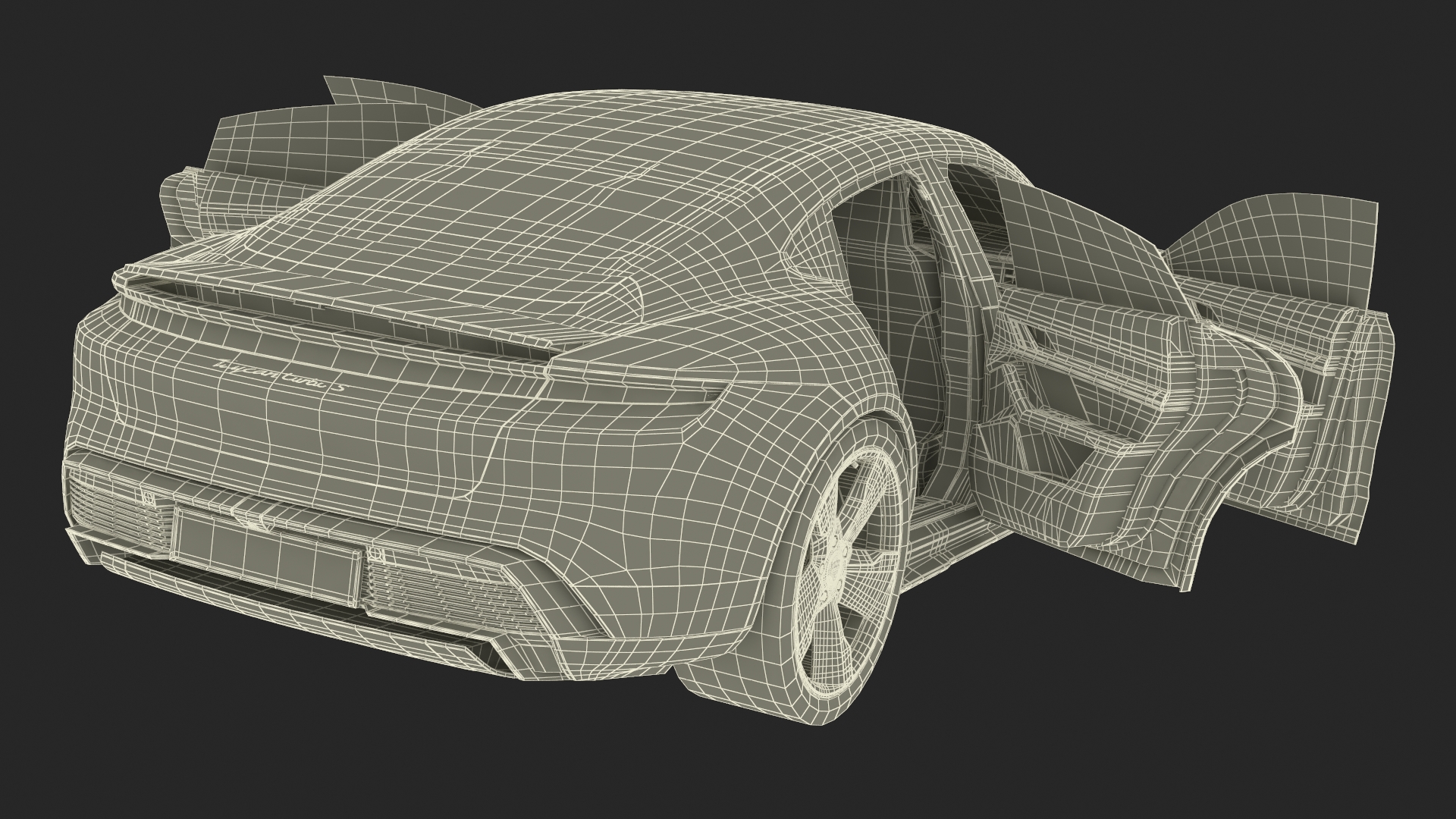 3D Electric Sports Car Porsche Taycan Turbo S Gentian Blue Rigged for Maya