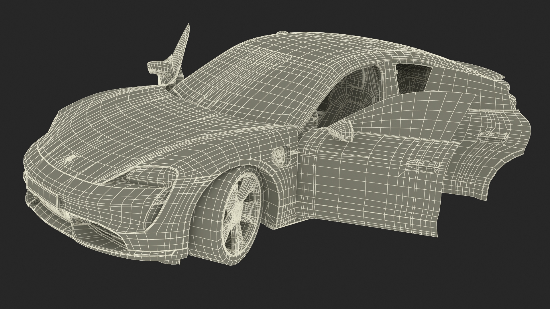 3D Electric Sports Car Porsche Taycan Turbo S Gentian Blue Rigged for Maya