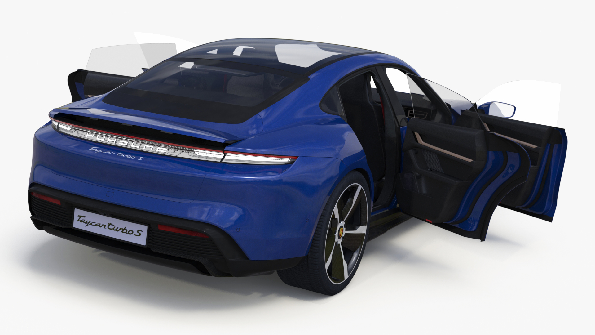 3D Electric Sports Car Porsche Taycan Turbo S Gentian Blue Rigged for Maya